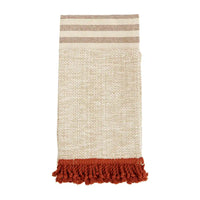 Fringe Towel Set-Rust, Green, Mustard