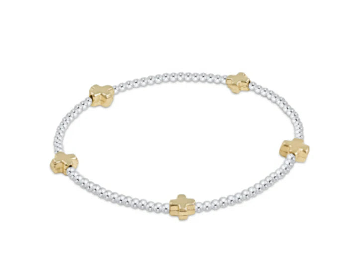 Signature Cross Sterling Mixed Metal 2mm Bracelet - Gold