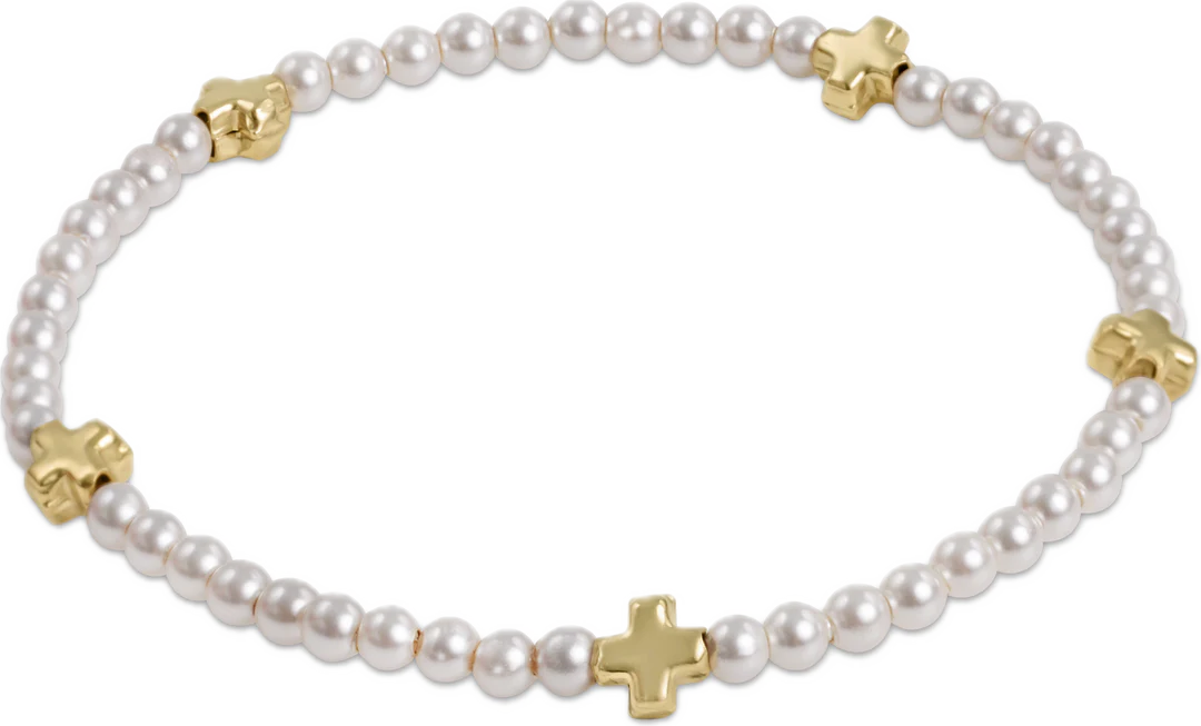 Signature Cross Pearl 3mm Bracelet