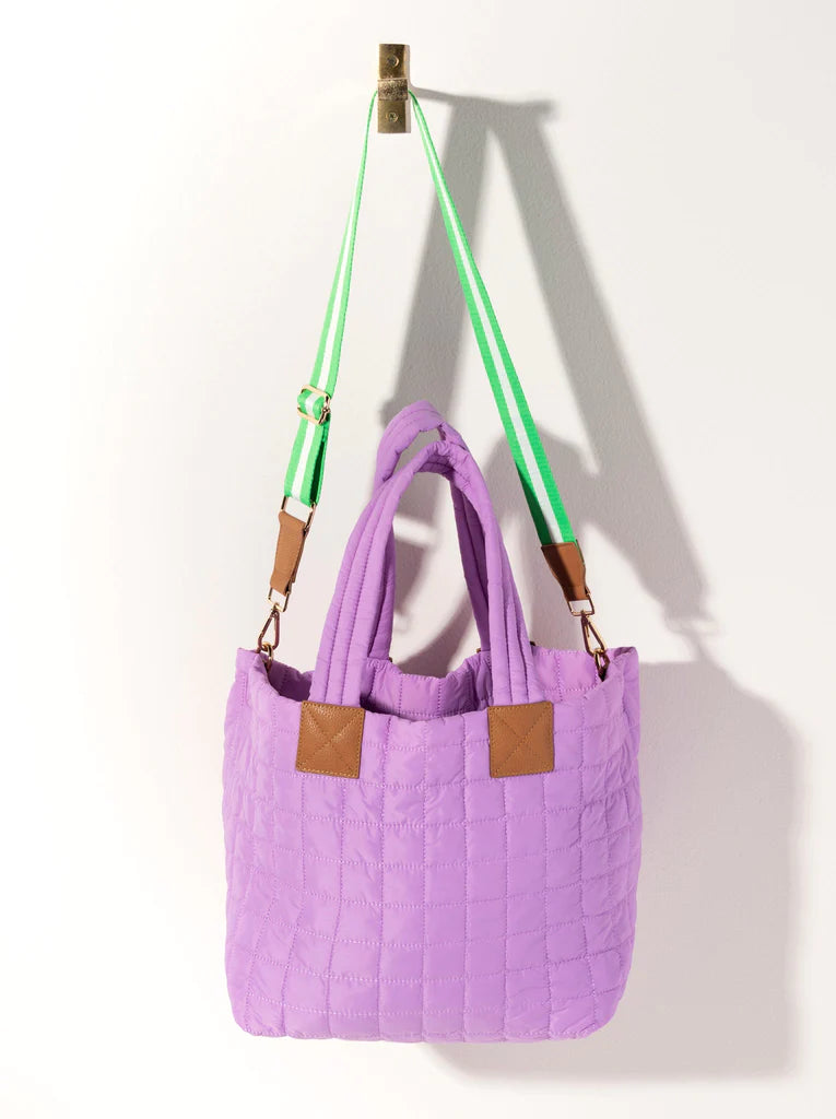Ezra Quilted Nylon Tote- Lilac