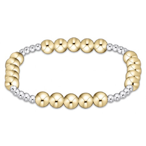 Classic Blissful Pattern Bead Bracelet - 6mm Mixed Metal