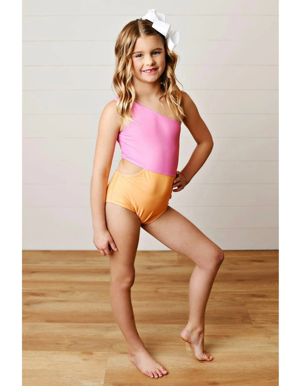 Orange Shebert Cut Out One-piece Swimsuit