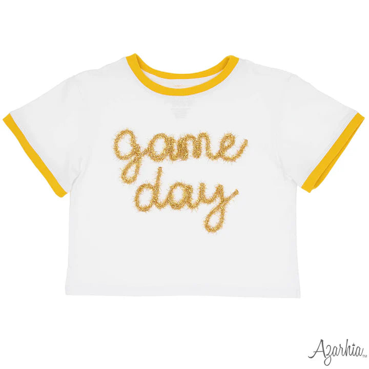 Tinsel Game Day Ringer Boxy Tee- Yellow/Gold