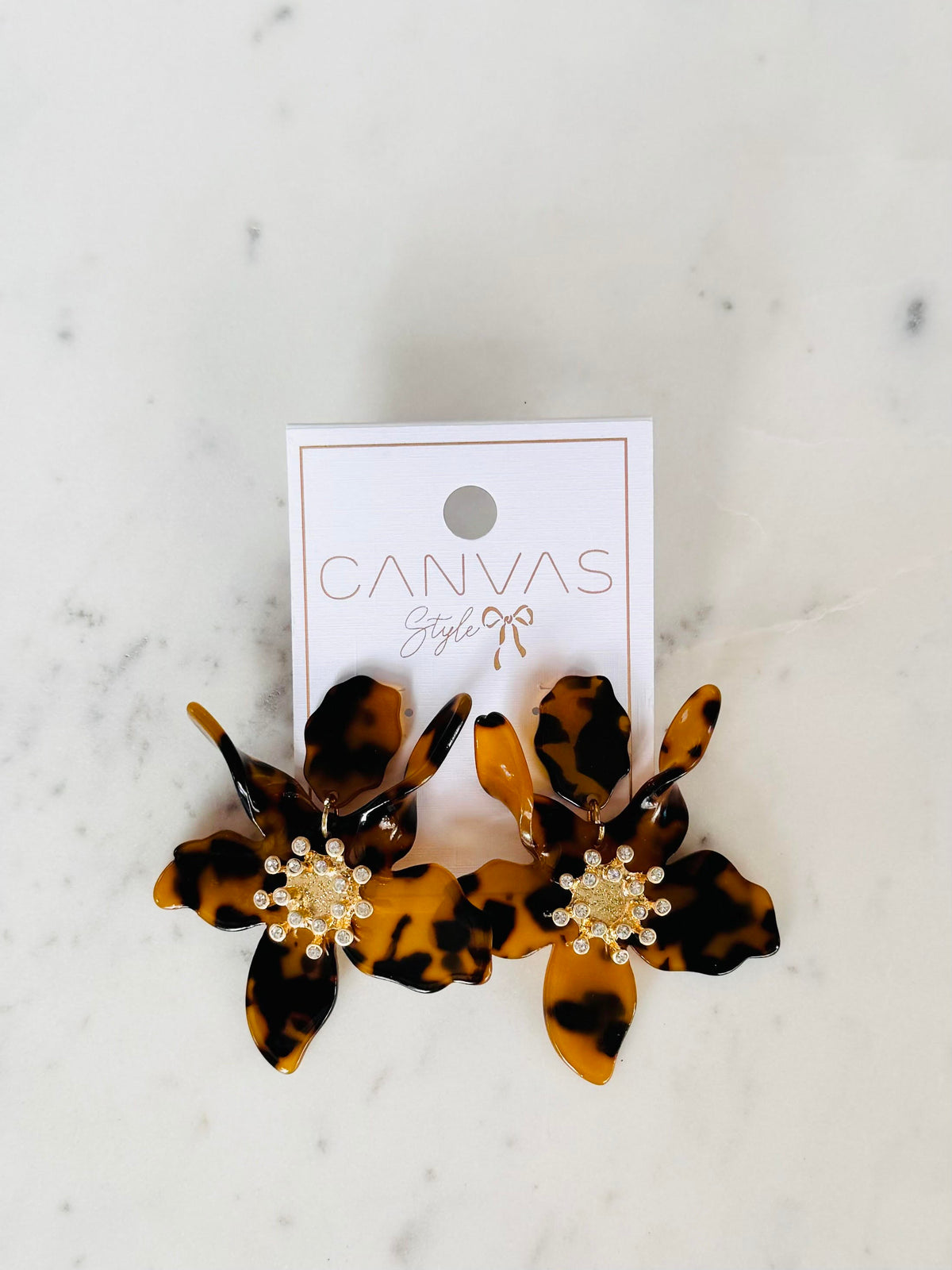 Chloe Resin Flower Statement Earrings - Tortoise