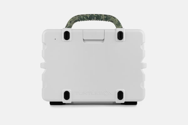 Turtle box- white with Camo Handle