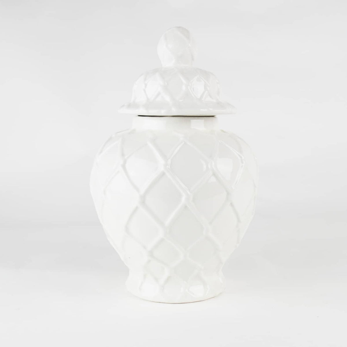 White Textured Ginger Jar - Medium