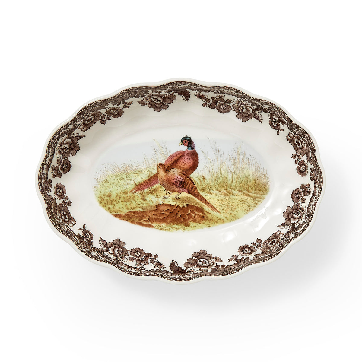 Woodland Pheasant Oval Fluted Dish