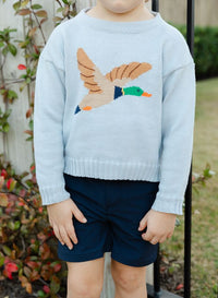 Crew Neck Sweater - Duck on Grey
