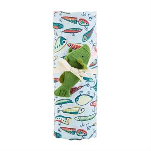 Lure Print Swaddle Blanket with Rattle